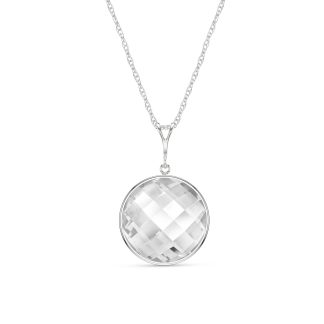 Round Cut White Topaz Pendant Necklace 18ct in 9ct White Gold