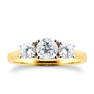 18ct Yellow Gold 1.50cttw 3 Stone Ring - Ring Size I