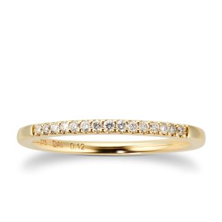 9ct Yellow Gold 0.12cttw Thin Stacker Eternity Ring