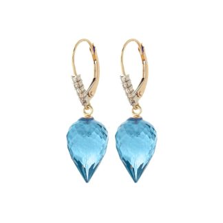 Blue Topaz & Diamond Drop Earrings in 9ct Gold