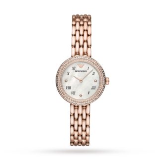 Ladies Crystal Bracelet Strap Watch, Rose Gold/Mother of Pearl
