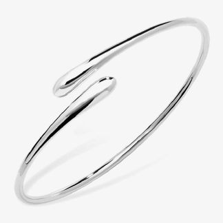 Lucy Quartermaine Silver Drop Open Crossover Bangle DBG4