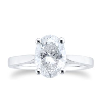 Platinum 1.50ct Oval Solitaire Diamond Ring - Ring Size J