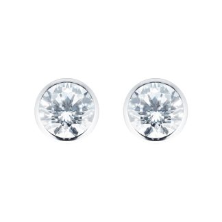 9ct White Gold Rub over Cubic Zirconia Stud Earrings