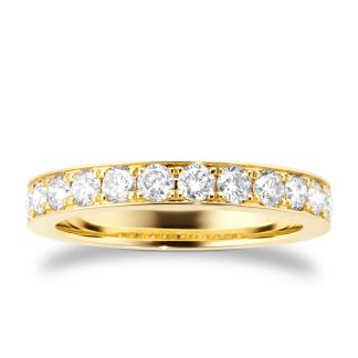 18ct Yellow Gold 0.80ct Diamond Channel Set Eternity Ring - Ring Size I