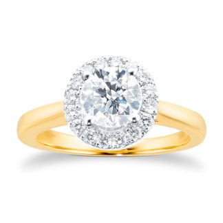 18ct Yellow Gold 1.00cttw Diamond Halo Engagement Ring