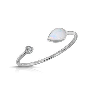 Opal & Diamond Ring in 9ct White Gold
