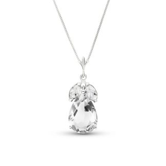 White Topaz Pear Drop Pendant Necklace in 9ct White Gold