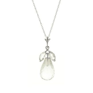 White Topaz Pendant Necklace in 9ct White Gold