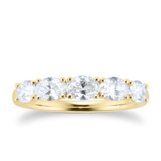 18ct Yellow Gold 1.36ct Oval Claw Eternity Ring - Ring Size O