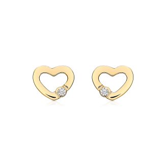 9ct Yellow Gold Cubic Zirconia Open Heart Stud Earrings