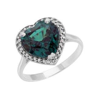 Alexandrite & Diamond Melody Signature Halo Ring in 9ct White Gold