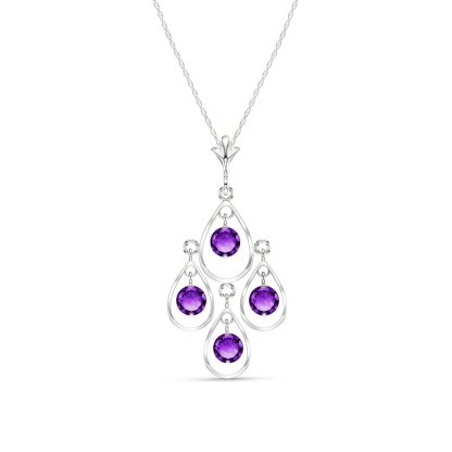 Amethyst Quadruplo Milan Pendant Necklace 1.2ctw in 9ct White Gold