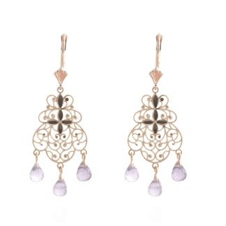 Amethyst Shelley Art Deco Chandelier Earrings in 9ct Rose Gold