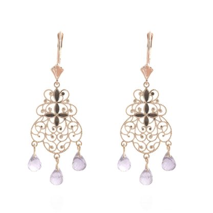 Amethyst Shelley Art Deco Chandelier Earrings in 9ct Rose Gold