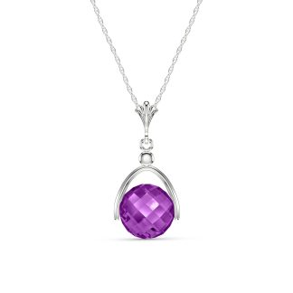 Amethyst Sparkler Drop Pendant Necklace 3.25ct in 9ct White Gold