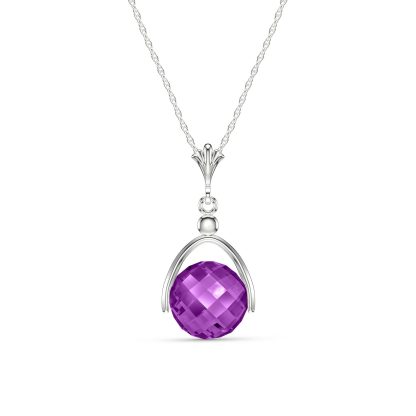 Amethyst Sparkler Drop Pendant Necklace 3.25ct in 9ct White Gold