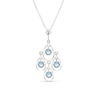 Aquamarine Quadruplo Milan Pendant Necklace 1.2ctw in 9ct White Gold