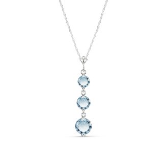 Aquamarine Trinity Pendant Necklace in 9ct White Gold