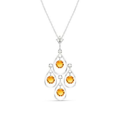 Citrine Quadruplo Milan Pendant Necklace 1.2ctw in 9ct White Gold