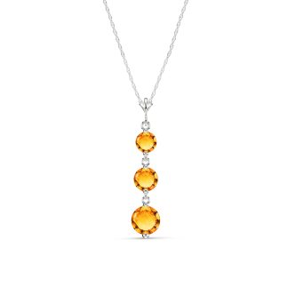 Citrine Trinity Pendant Necklace in 9ct White Gold