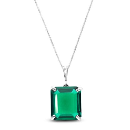 Emerald Cut Lab Grown Emerald Pendant Necklace 4.5ct in 9ct White Gold