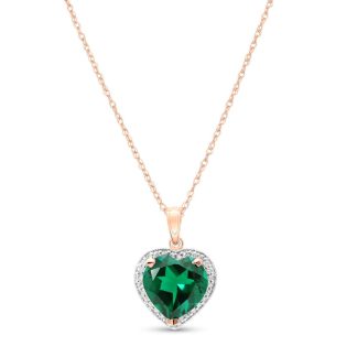 Emerald & Diamond Melody Signature Halo Pendant Necklace in 9ct Rose Gold