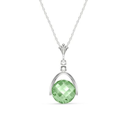 Green Amethyst Sparkler Drop Pendant Necklace 3.25ct in 9ct White Gold