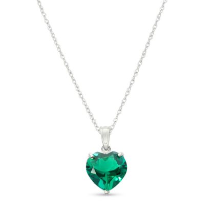 Heart Shaped Lab Grown Emerald Pendant Necklace 2.75ct in 9ct White Gold