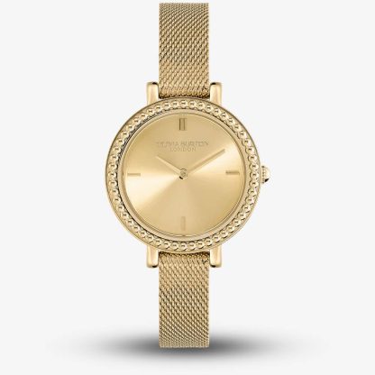 Olivia Burton Vintage Bead Gold Plated Mesh Strap Watch 24000161