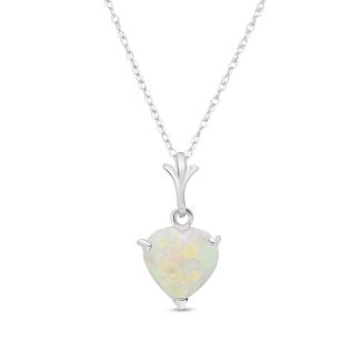 Opal Annie Petite Heart Pendant Necklace in 9ct White Gold