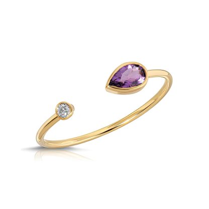 Pear Cut Amethyst & Diamond Ring in 9ct Gold