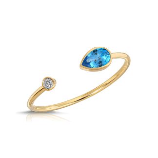 Pear Cut Topaz & Diamond Ring in 9ct Gold