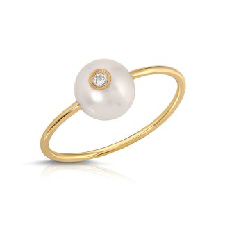 Pearl & Diamond Ring in 9ct Gold