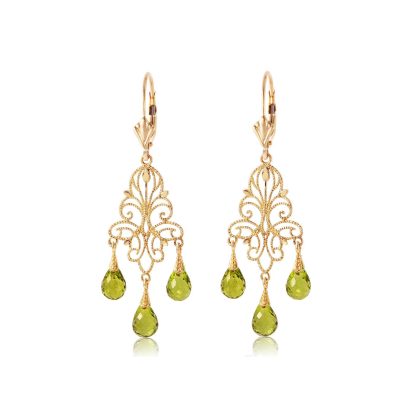 Peridot Roberta Art Deco Chandelier Earrings in 9ct Gold