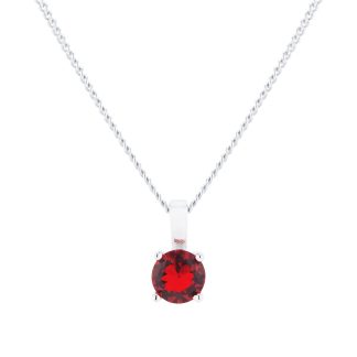 Silver July Red Cubic Zirconia Pendant