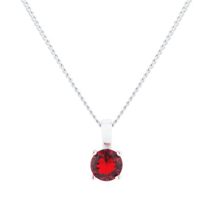 Silver July Red Cubic Zirconia Pendant