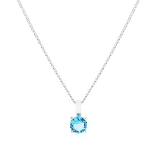 Silver March Aqua Cubic Zirconia Pendant