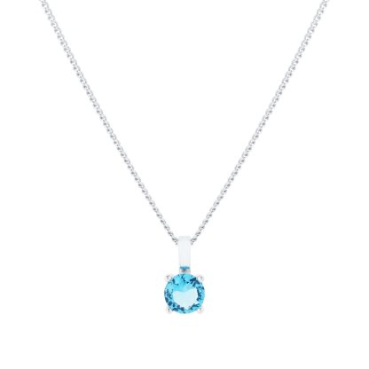 Silver March Aqua Cubic Zirconia Pendant