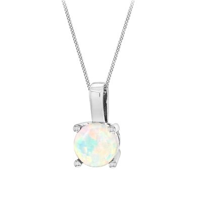 Silver October Artificial Opal Pendant