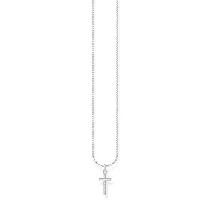 Sterling Silver Cubic Zirconia 38-45cm Cross Pendant