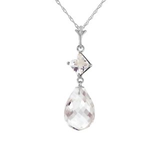 White Topaz Jenny Dimensional Drop Pendant Necklace in 9ct White Gold