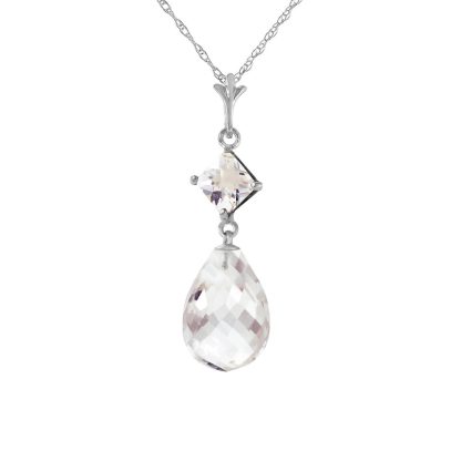 White Topaz Jenny Dimensional Drop Pendant Necklace in 9ct White Gold