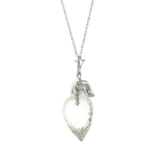 White Topaz Palermo Charm Pendant Necklace in 9ct White Gold