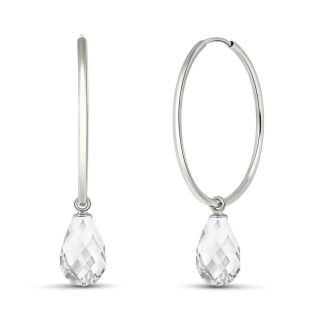 White Topaz Phoebe Dimensional Hoop Earrings in 9ct White Gold