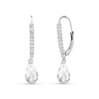 White Topaz & Diamond Melanie Embellished Drop Earrings in 9ct White Gold