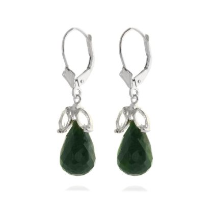 White Topaz & Emerald Jessica Drop Earrings in 9ct White Gold