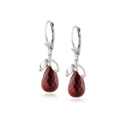 White Topaz & Ruby Jessica Drop Earrings in 9ct White Gold