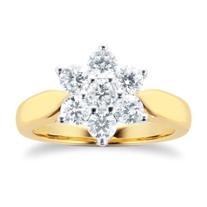 18ct Yellow Gold 1.01ct Goldsmiths Brightest Diamond Cluster Ring