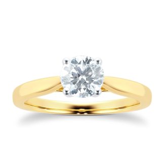 18ct Yellow Gold Brilliant Cut 0.70 Carat 88 Facet Diamond Ring - Ring Size Q